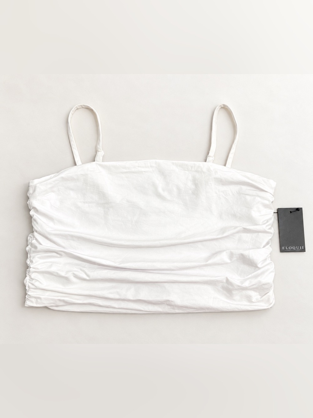 Eloquii White Ruched Crop Tank Top Size 18 NWT